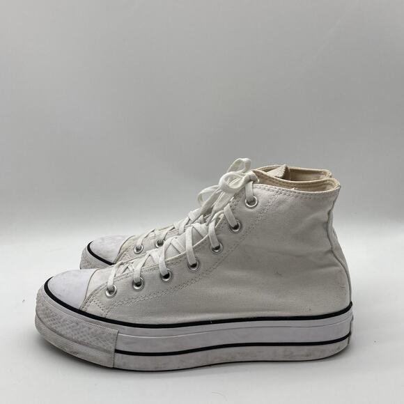 Womens Size 10 Converse Chuck Taylor All Star Platform Lift High Top White Shoes - Picture 3 of 6